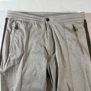 Ralph Lauren Purple Label Joggers Mens Medium Gray Cotton Suede Stripe Italy